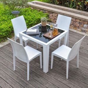 AONDO-76 Patio Dining Set (White)