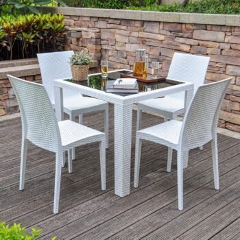 AONDO-76 Patio Dining Set (White)