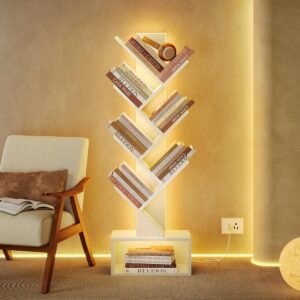 TFG 6-Tier Tree Bookshelf (White + Light Strip)