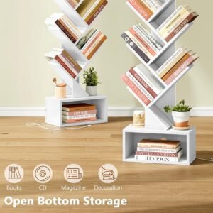 TFG 6-Tier Tree Bookshelf (White + Light Strip)