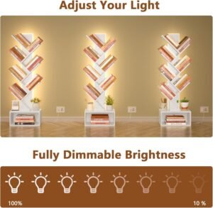 TFG 6-Tier Tree Bookshelf (White + Light Strip)