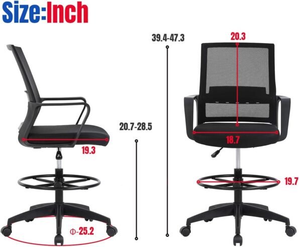 AJ27 Drafting Chair (Black)