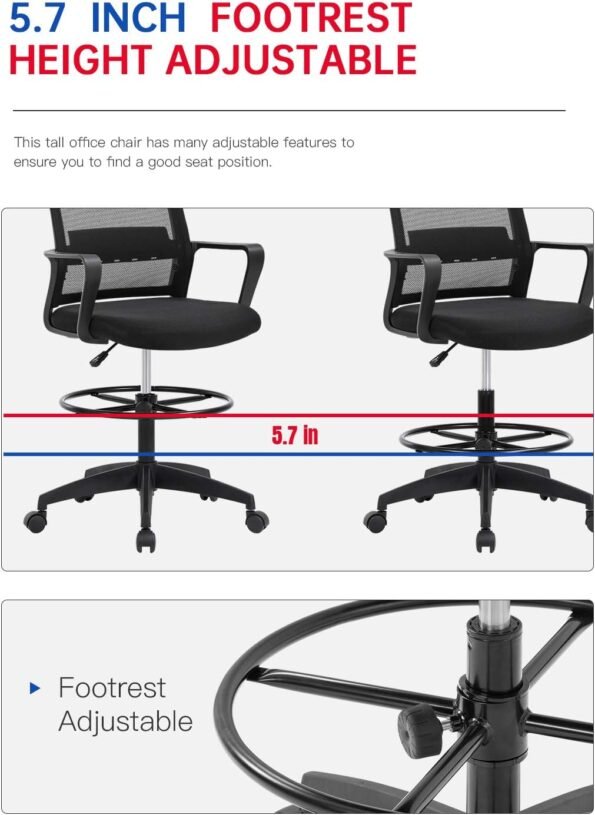AJ27 Drafting Chair (Black)