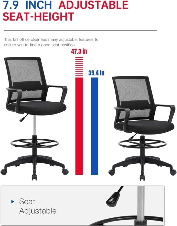 AJ27 Drafting Chair (Black)