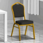 Heavy-Duty Banquet Chair (Black Fabric, Gold Frame) 001
