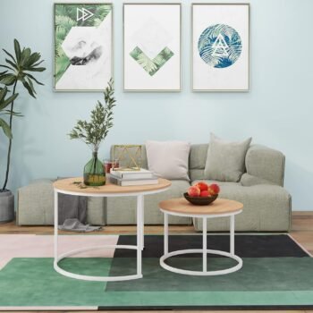 KETCH T15 Nesting Coffee Tables (White + Oak)