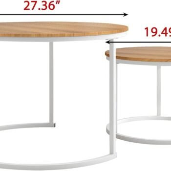 KETCH T15 Nesting Coffee Tables (White + Oak)