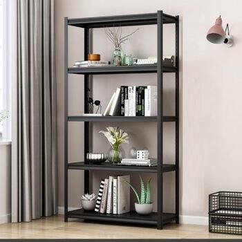 LynnBolly 5-Tier Metallic Bookshelf (Black)