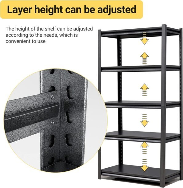 LynnBolly 5-Tier Metallic Bookshelf (Black)