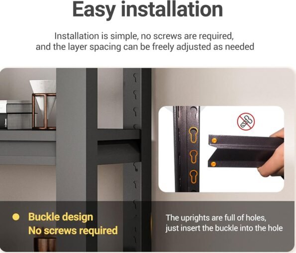 LynnBolly 5-Tier Metallic Bookshelf (Black)