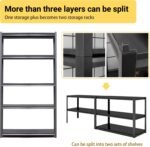 LynnBolly 5-Tier Metallic Bookshelf (Black)