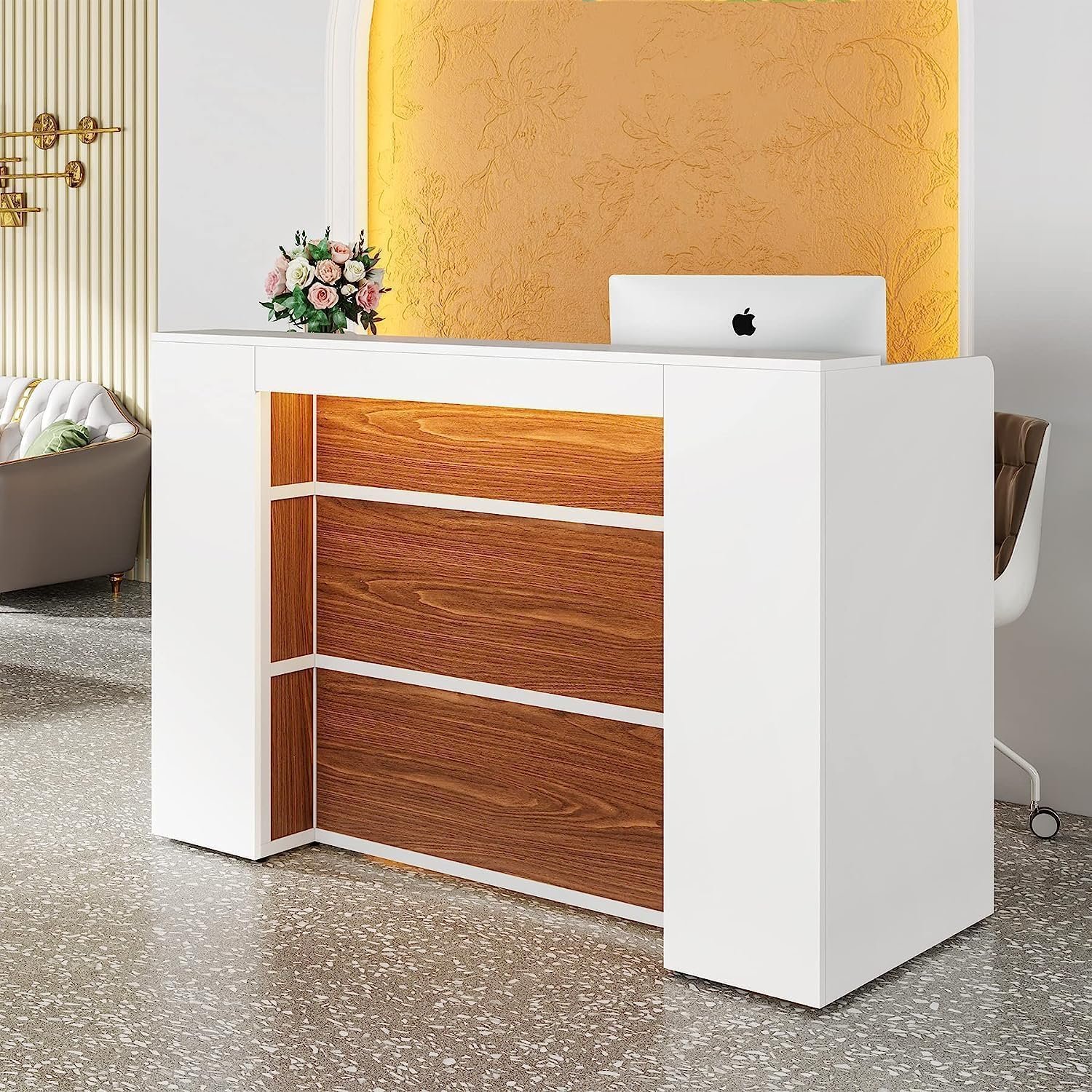 TEKAVO 160CM Reception Desk (White + Natural) 001 TEKAVO 160CM Reception Desk (White + Natural)