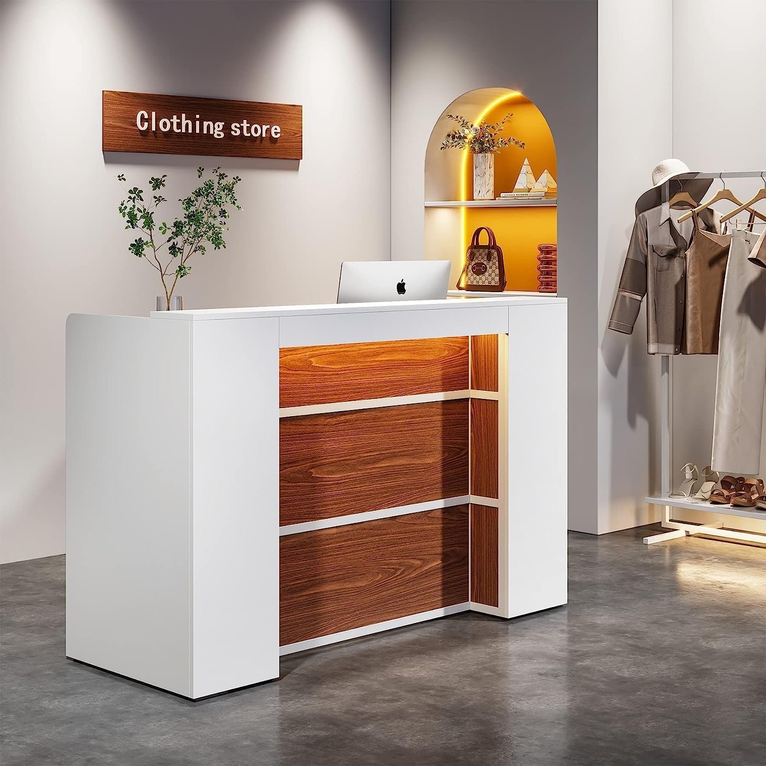 TEKAVO 160CM Reception Desk (White + Natural) 002 TEKAVO 160CM Reception Desk (White + Natural)