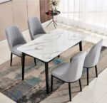 TRIZAH Marble Dining Table + 4 Chairs