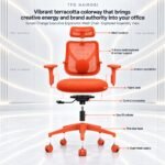 Sunset Orange Executive Ergonomic Mesh Chair Front View – Westlands Nairobi