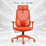 Sunset Orange Executive Ergonomic Mesh Chair Front View – Westlands Nairobi