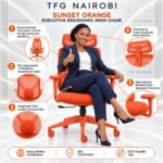 Sunset Orange Executive Ergonomic Mesh Chair Front View – Westlands Nairobi