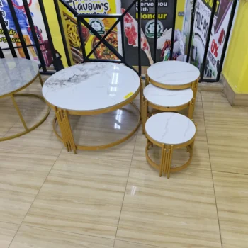 EVTIMIJA NT4 Nesting Coffee Table (White Marble + Gold)