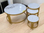 EVTIMIJA NT4 Nesting Coffee Table (White Marble + Gold) 001