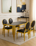 JOCISE Dining Table + 4 Chairs (Black Gold)