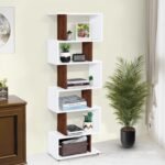 KHAN 6T S-Shaped Bookshelf (White + Natural)
