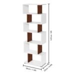 KHAN 6T S-Shaped Bookshelf (White + Natural) 001