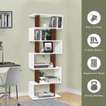 KHAN 6T S-Shaped Bookshelf (White + Natural) 001