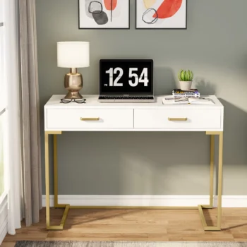 MORAA F96 Console Table (White + Gold)