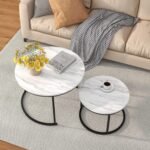 NARA T71 Nesting Coffee Tables (Gray Marble + Black) 001