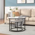 NARA T71 Nesting Coffee Tables (Gray Marble + Black) 001