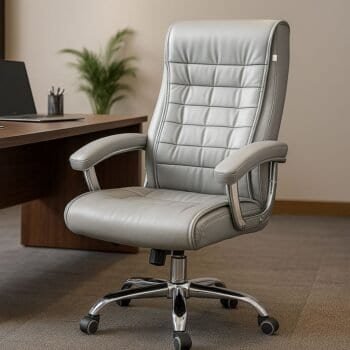 Close-up of gray leather on FOC047 executive high back office chair Kenya - TFG Nairobi