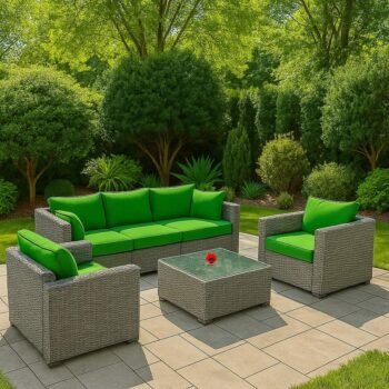 RG5088 5-seater outdoor dining set Kenya rattan with glass top - TFG Nairobi