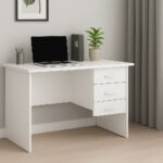 White 120cm home office desk with 3 lockable drawers and cable management, installed in a modern Westlands apartment, Nairobi