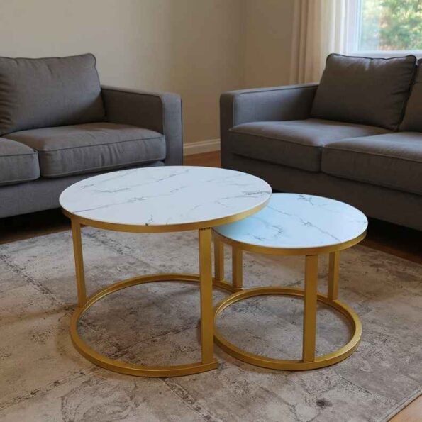 T09 Glass Top Nesting Tables Nairobi 2025 – modern 2-piece stackable set