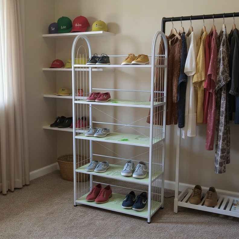 T5-101 5-Tier Shoe Organizer in Entryway Nairobi Modern 5-tier shoe rack for entryway with ventilated pale-green shelves Nairobi