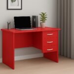 Red 120cm home office desk with 3 lockable drawers and cable management, delivered to Syokimau, Katani Road.