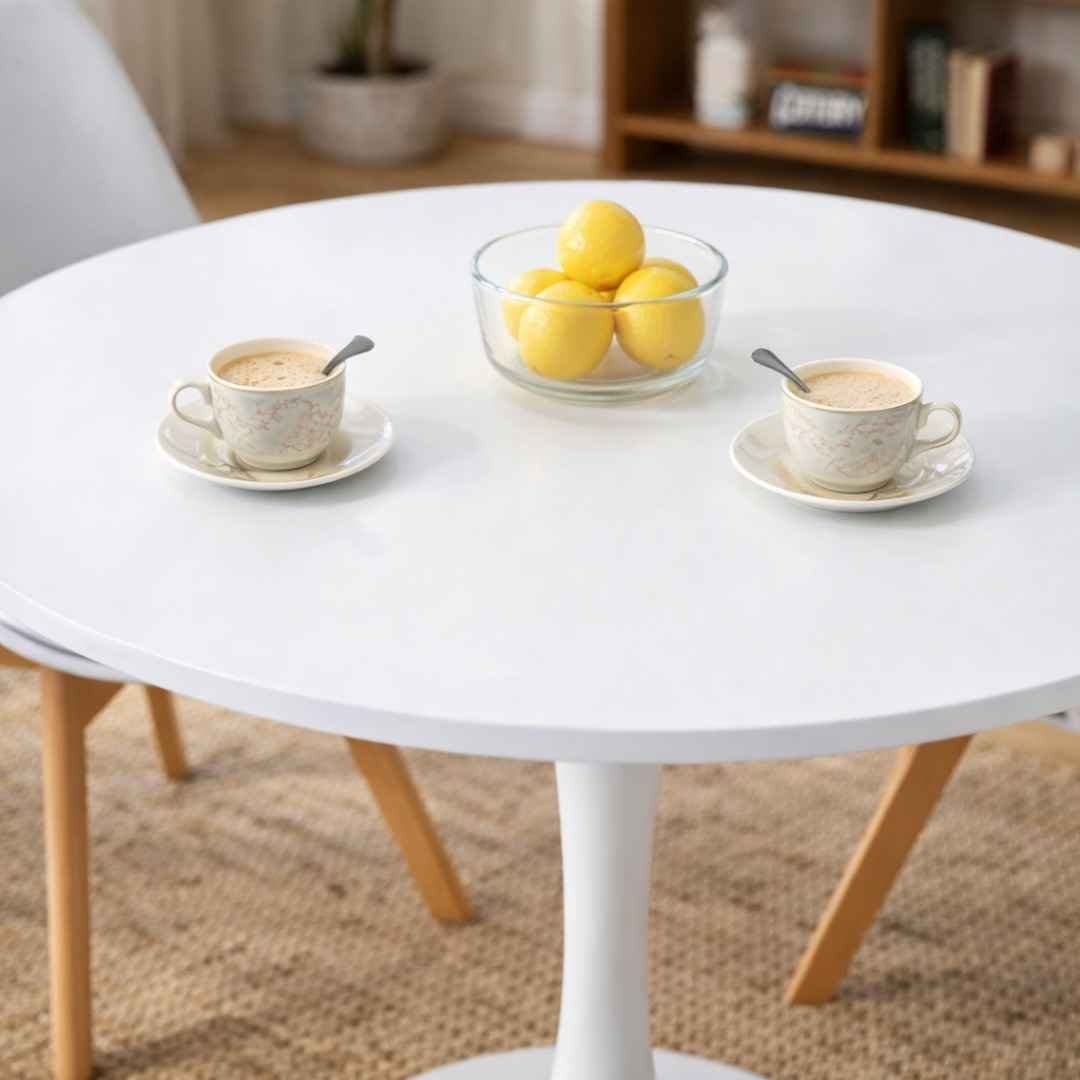 HM7812 White Pedestal Table Close-Up Syokimau Nairobi Close-up HM7812 white pedestal dining table round top Syokimau Nairobi