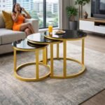 1+80 Gold and Black Glass Nesting Tables – TFG Nairobi