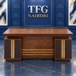 1.4M Executive Wooden Desk with Charcoal Pad & Gold Trim Kenya – Kitisuru Nairobi