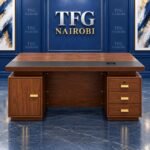 1.4M Executive Wooden Desk with Charcoal Pad & Gold Trim Kenya – Kitisuru Nairobi