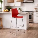 HFR-4000 Bar Chair HOFFER red modern bar stool with a contoured back and chrome base in a Lavington Nairobi kitchen.