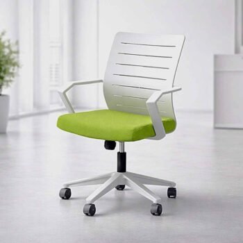 JNRD-OFC52 Mid Back Office Chair ergonomic mid-back mesh office chair in green and white, BIFMA certified, available at The Furniture Guys Nairobi.
