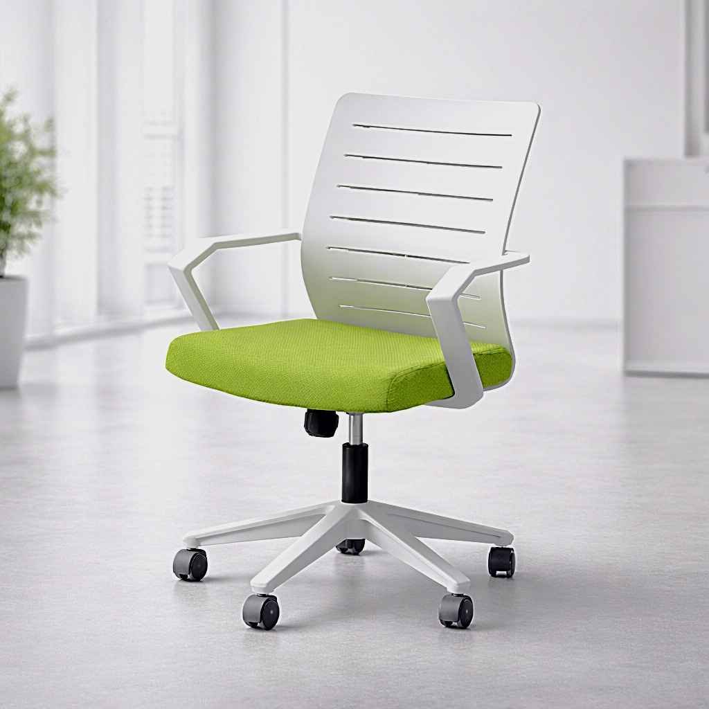 JNRD-OFC52 Mid-Back Office Chair - Upper Hill Nairobi Edition JNRD-OFC52 Mid Back Office Chair ergonomic mid-back mesh office chair in green and white, BIFMA certified, available at The Furniture Guys Nairobi.