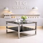 LUXC1800-1 Black Glass & Chrome Coffee Table – Gigiri Edition