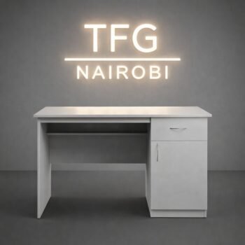 TFG DS54 white home office desk with drawers and BIFMA certification in an Upper Hill Nairobi office.