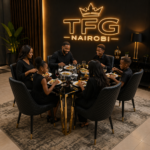 LUX1877 Black Glass and Gold Dining Set – Westlands Collection