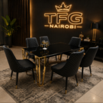 LUX1877 Black Glass and Gold Dining Set – Westlands Collection