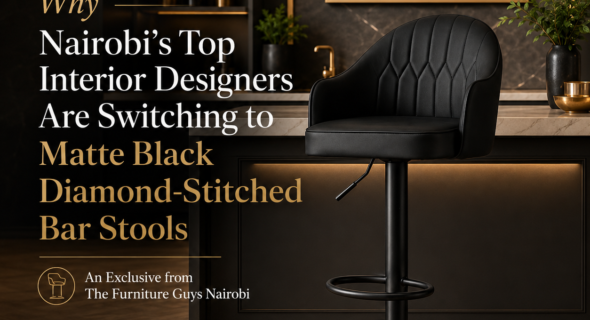 Why Nairobi’s Top Interior Designers are Switching to Matte black diamond-stitched bar stool