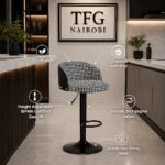 Houndstooth Adjustable Bar Stool with Back – Black & White (Karen, Nairobi)