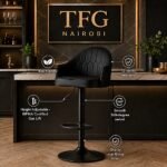 Matte Black Diamond-Stitched Bar Stool – Miotoni Road, Karen Collection